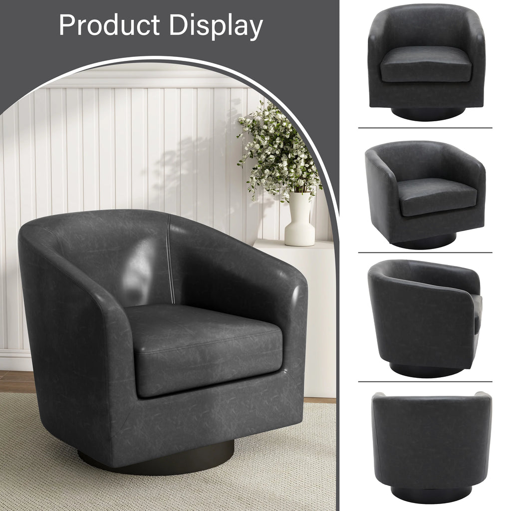 DREAMSIDEA Swivel Barrel Accent Chair for Living Room, Modern Upholstered Round Club Armchair-Cream
