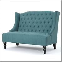 GDF Studio Leona Modern Glam Tufted Velvet Wingback Loveseat, Wine and Dark Brown