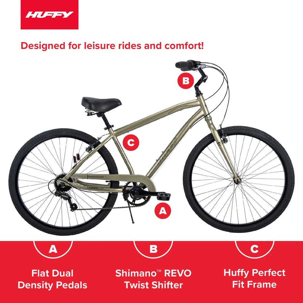 Huffy 27.5" Parkside Comfort Bike, Fits Riders 5'0"+, Sage Green, Adult, Men's