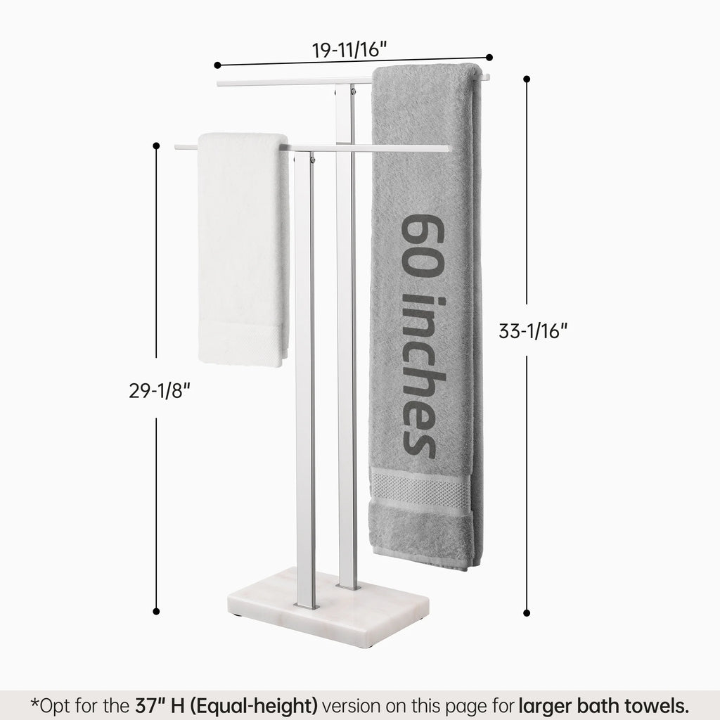 KES Freestanding Towel Rack for Bathroom 2-Tier, Floor Towel Stand with Heavy Marble Base, 18/8 Stainless Steel Brushed, WMBTR003BS