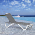 Domi Outdoor Living Chaise Lounge Chair Aluminum Adjustable Pool Lounge Chair��With All-Weather Textilene for Deck, Lawn, Backyard ��1 Grey Chair��