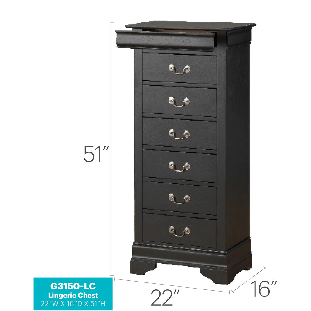 Glory Furniture Louis Phillipe 7 Drawer Lingerie Chest in Cherry