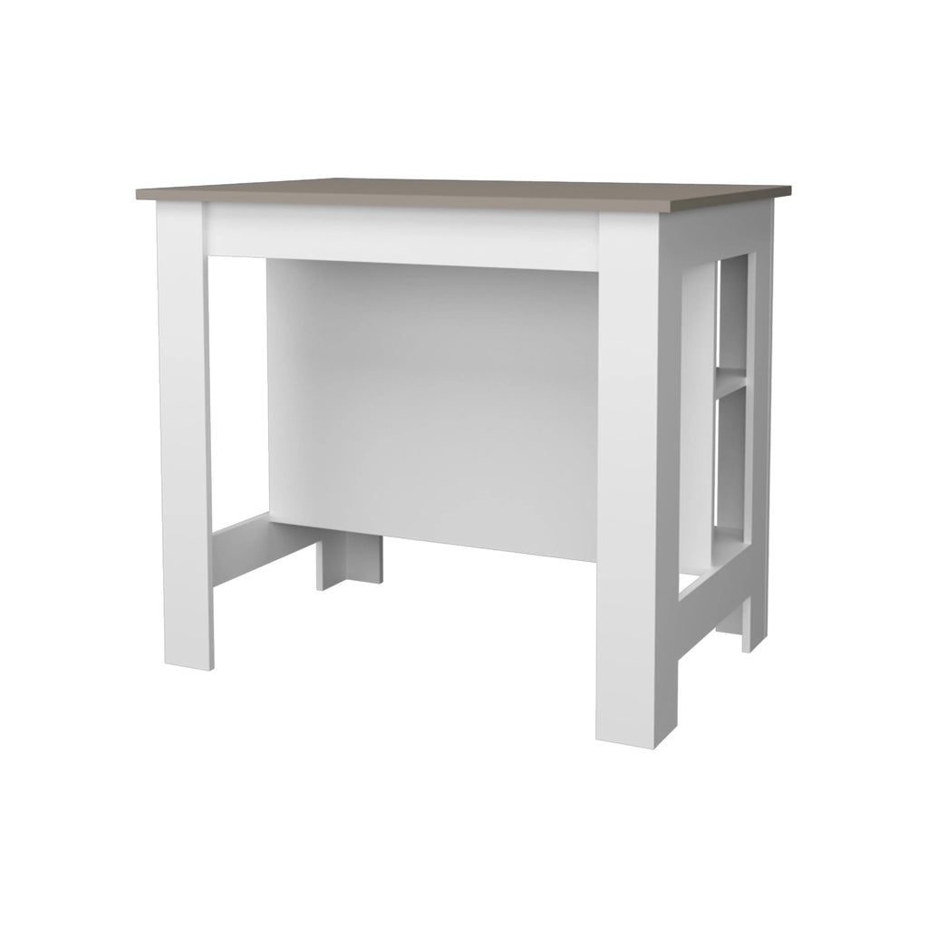 Cterwk Kitchen Island with Open Storage Shelf, Perfect for Living Room, Dining Room, Kitchen, Beige + White