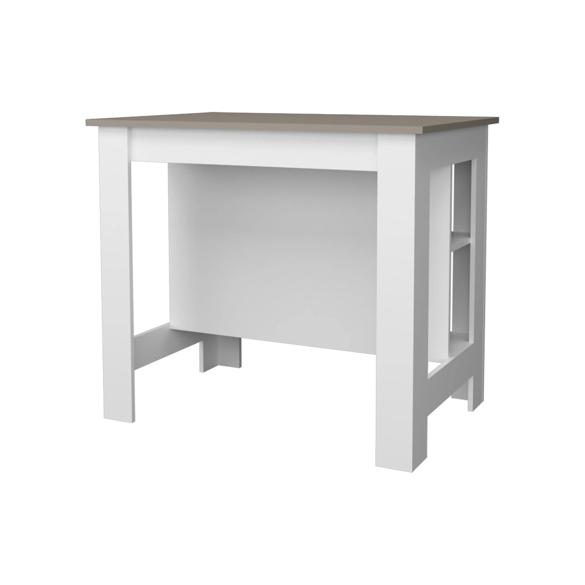 Cterwk Kitchen Island with Open Storage Shelf, Perfect for Living Room, Dining Room, Kitchen, Beige + White