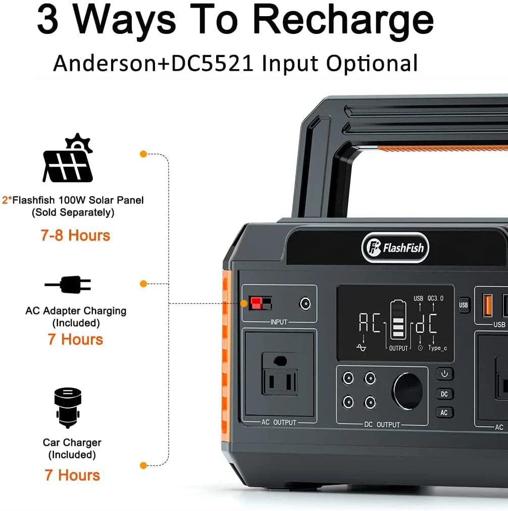 Flashfish 560W Portable Power Station, 520Wh/140400mAh Solar Generator for CPAP Machine Outdoor RV/Van Camping Blackout Emergency
