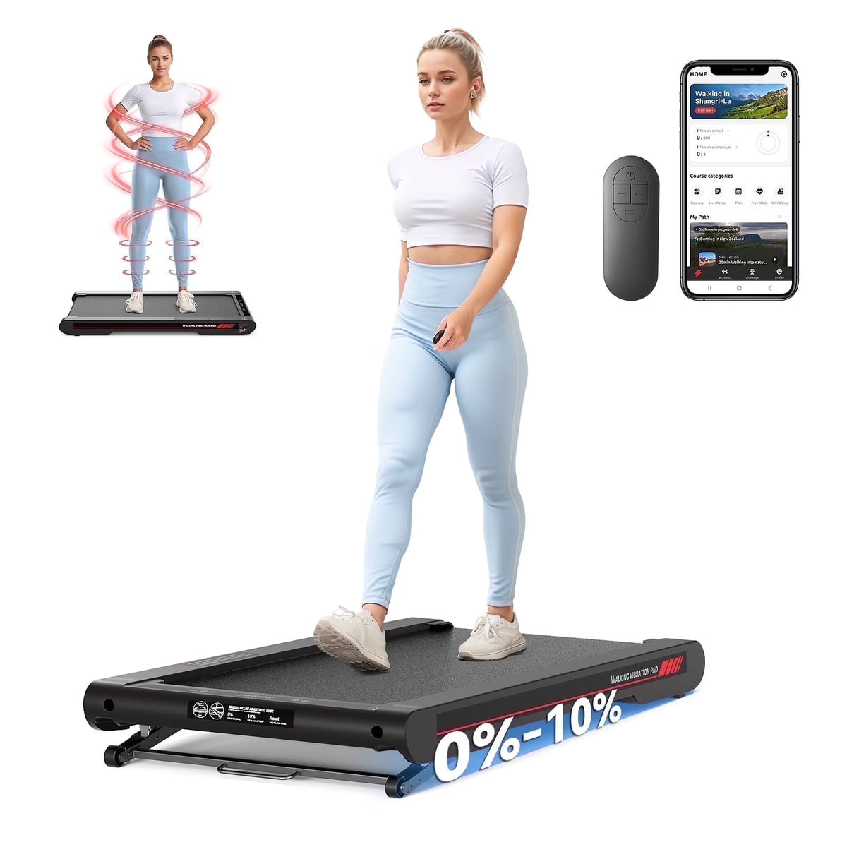 Sperax Walking Pad Treadmill with APP,3 in 1 Portable Under Desk Treadmill Fitness,Walking Vibration Workout Pad with Remote Control
