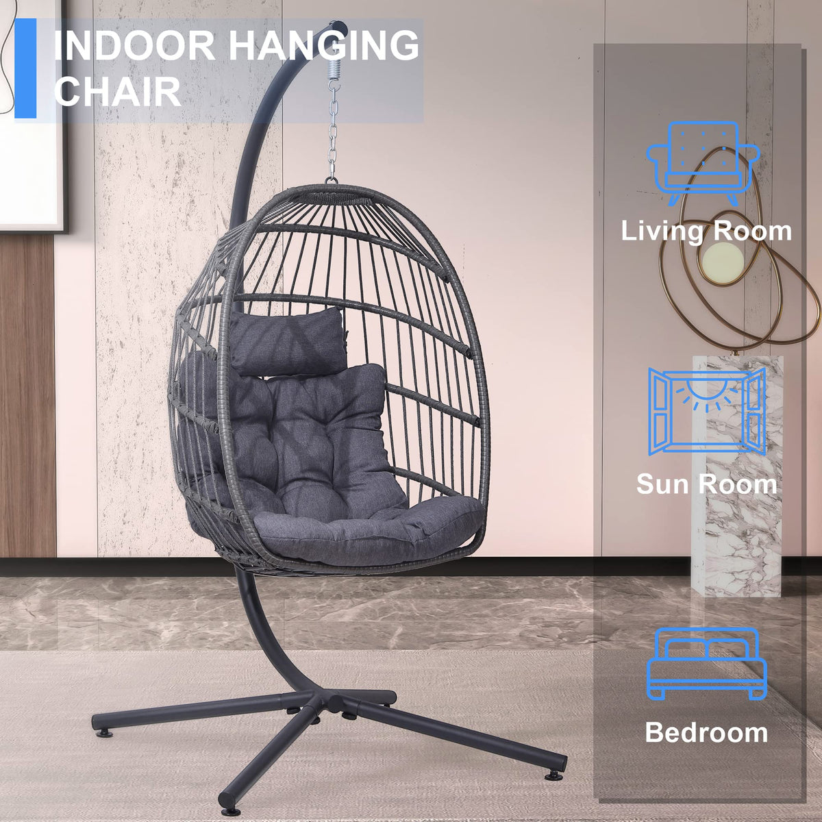 LEYCAY Egg Chair with Stand, Hanging Egg Swing Hammock Chair