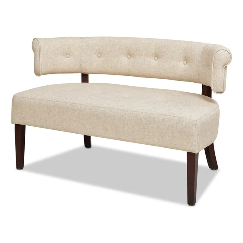 Jennifer Taylor Home Jared Roll Arm Tufted Polyester Fabric Bench, Sky Neutral Beige