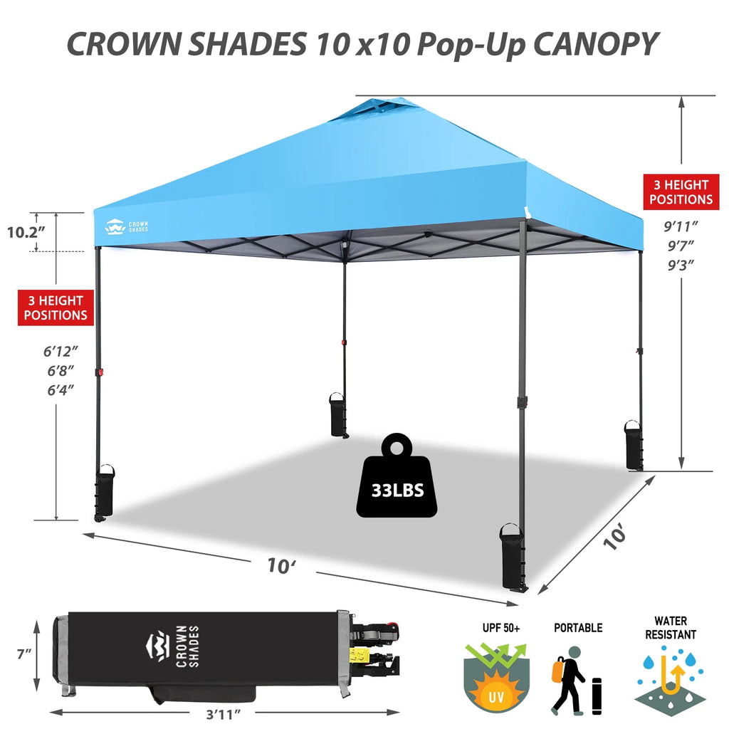 CROWN SHADES 8x8 Pop Up Canopy with One Push Setup Easy Outdoor Sun Shade for Events Parties Camping Forest Green