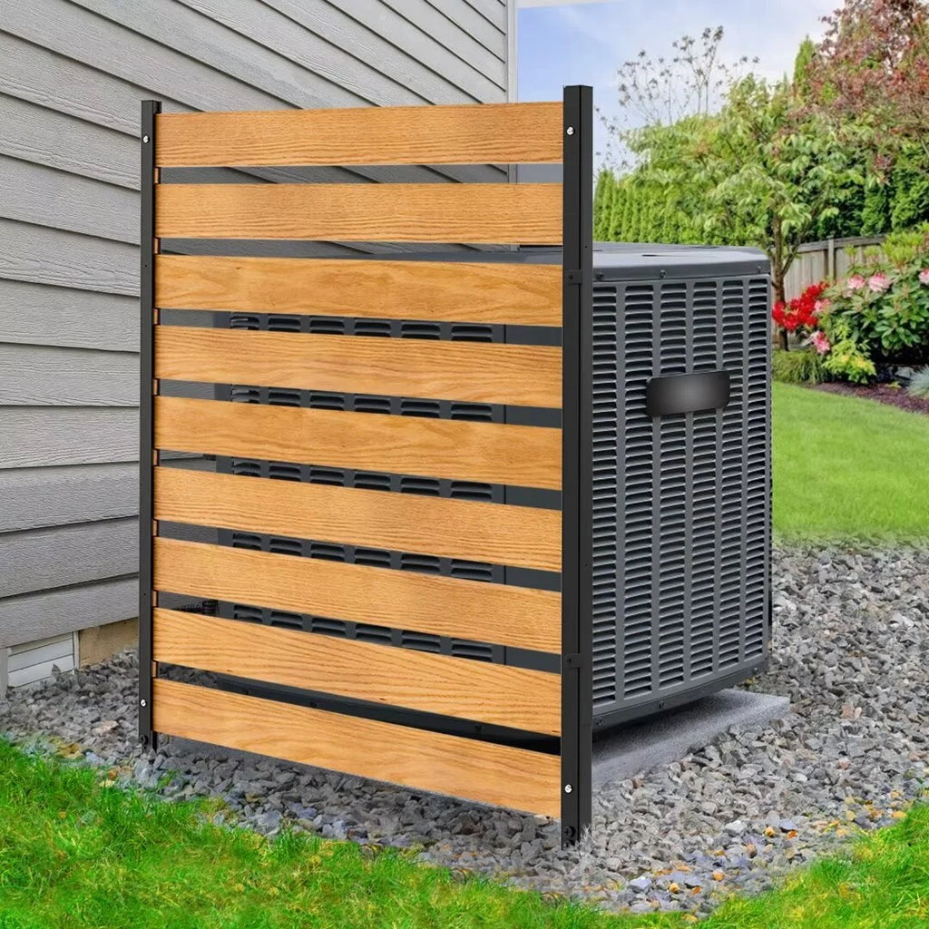 "NAIZEA Air Conditioner Fence, Pool Equipment Enclosure, Trash Can Enclosure, Metal Stake Wood Fence Panel 38"" W x 60"" H"