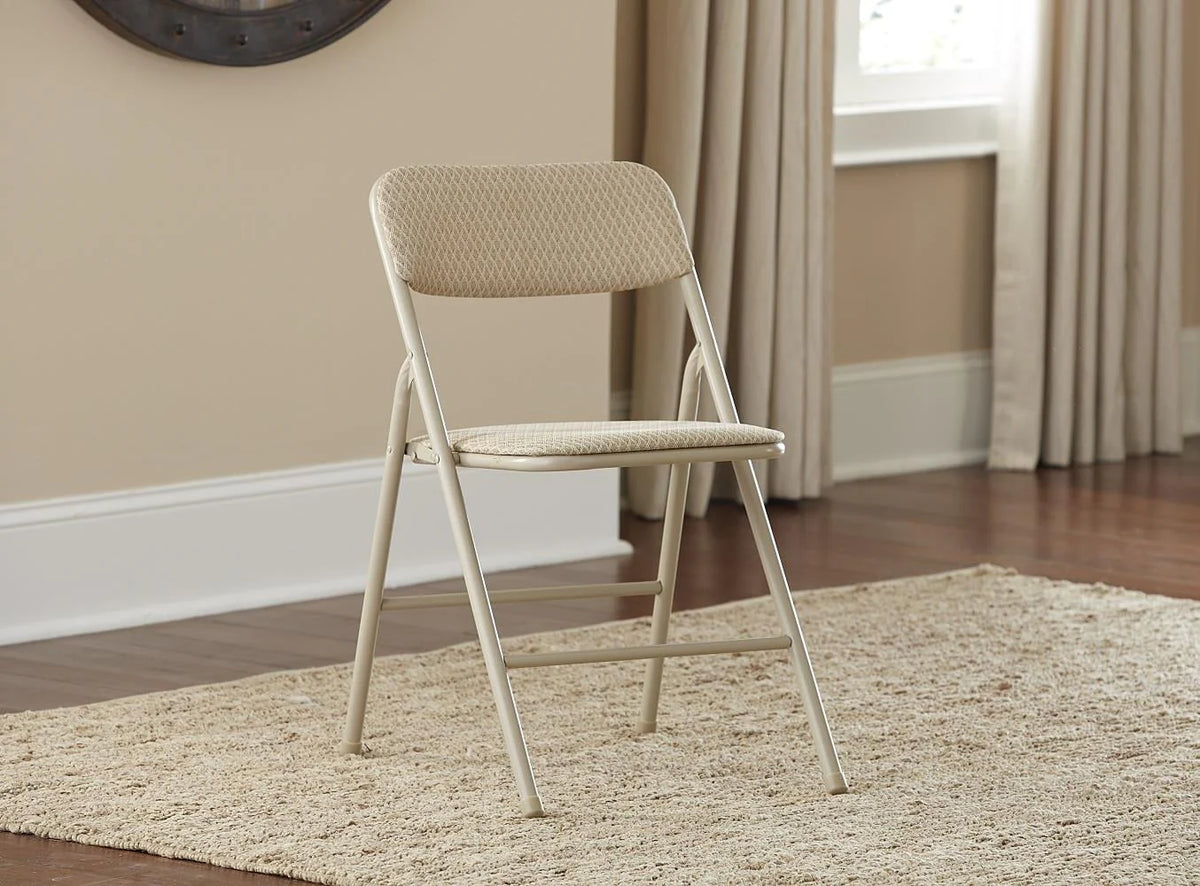 COSCO 5-Piece Folding Dining Set with Card Table and 4 Fabric Padded Chairs, Tan