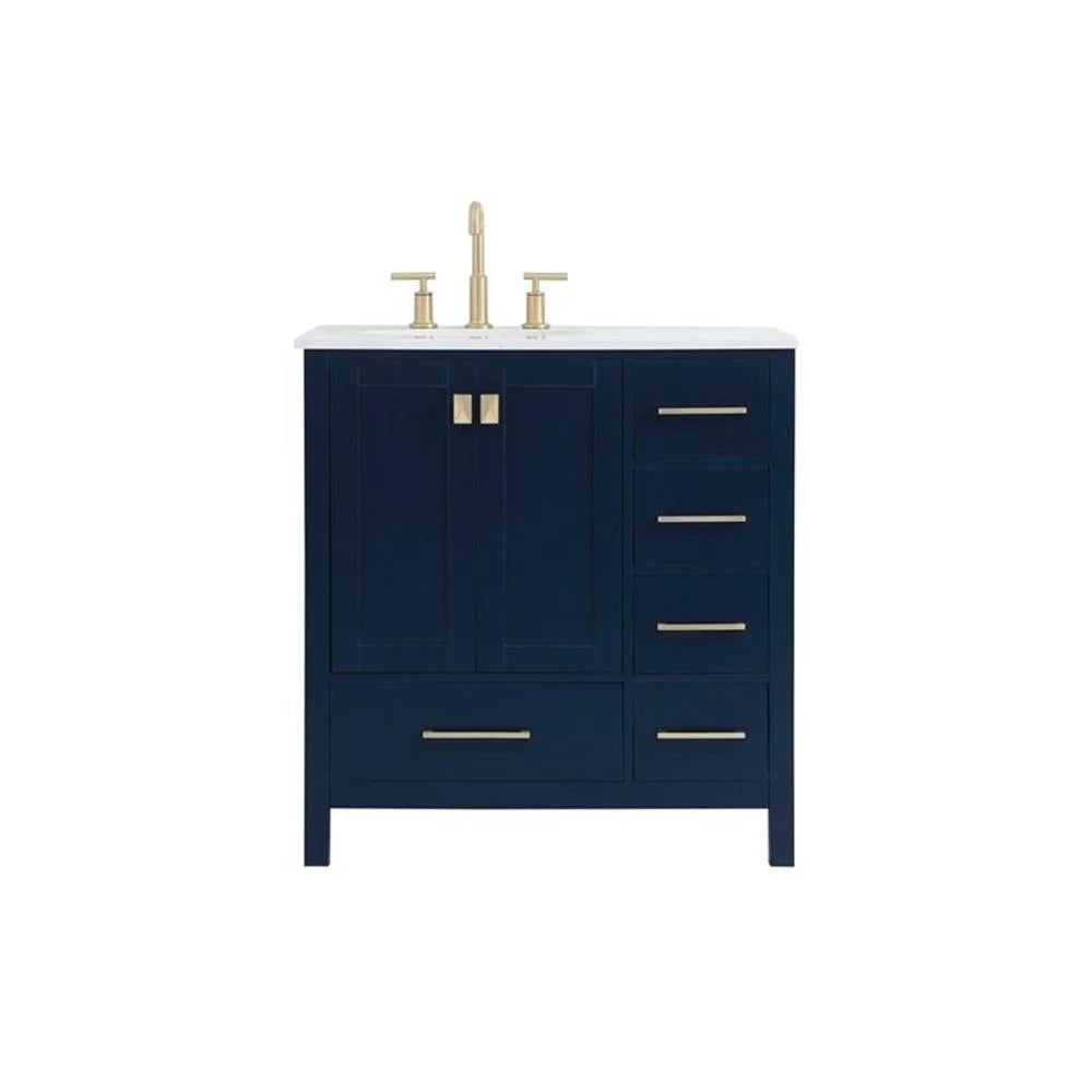 Elegant Decor Irene 32" Solid Wood and Stone Single Bathroom Vanity in White
