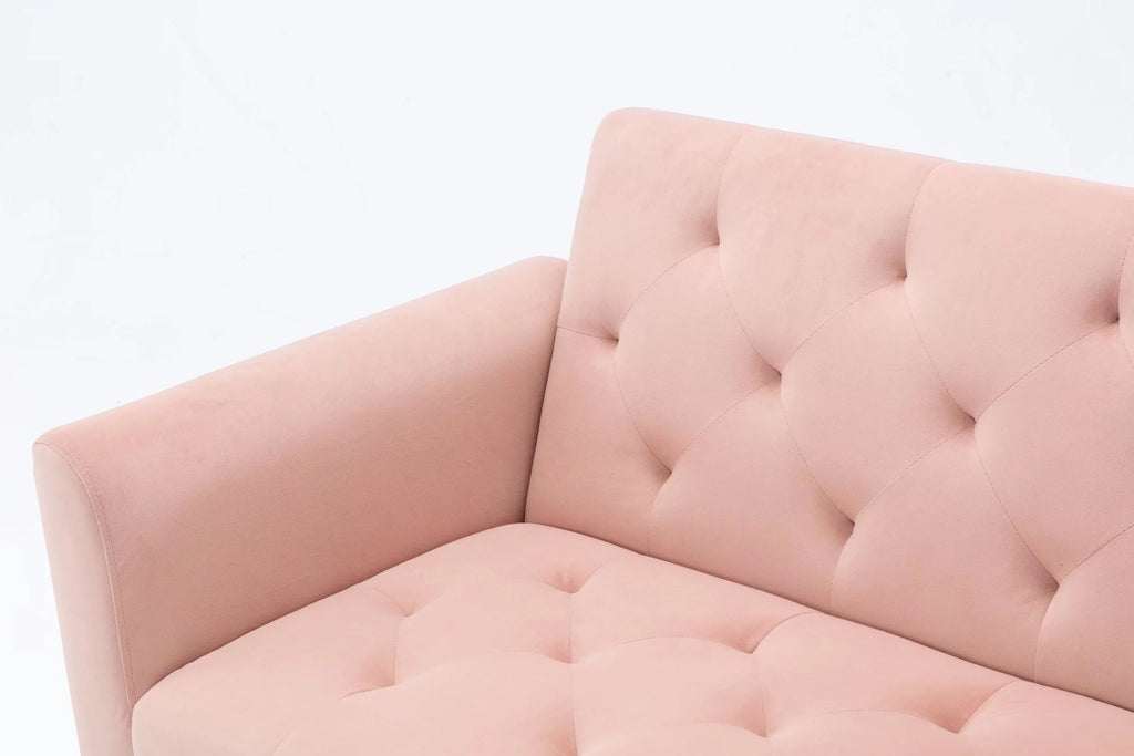 Morden Fort Pink Futon Couch Bed Upholstered Adjustable Convertible Sofa Velvet