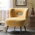 14 Karat Home Mini Vegan Lambskin sherpa Upholstery Barrel Chair in Mustard
