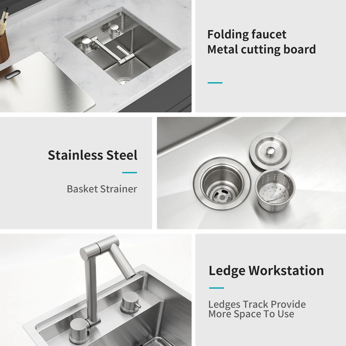 15" Undermount bar Sink with folding faucet - 15*17 inch Single Bowl 16 Gauge Stainless Steel Kitchen Sinks