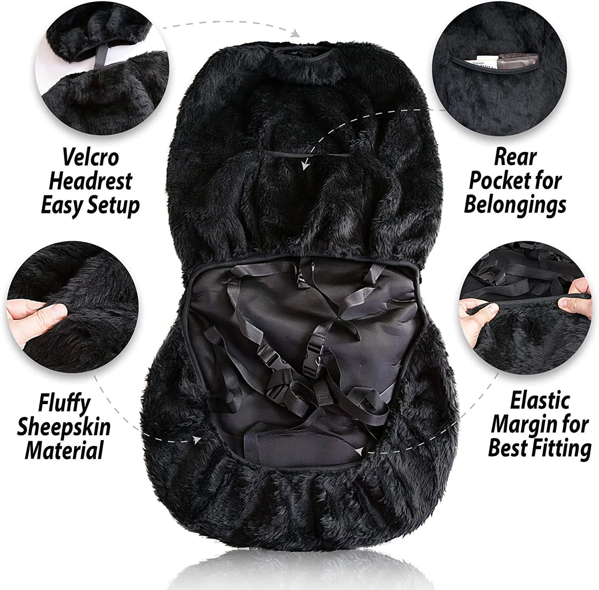 Zone Tech Genuine Sheepskin Ivory Car Seat Cover, Fluffy Luxury Wool Front Seat Covers, Universal Fits Car, Truck, SUV, & Van