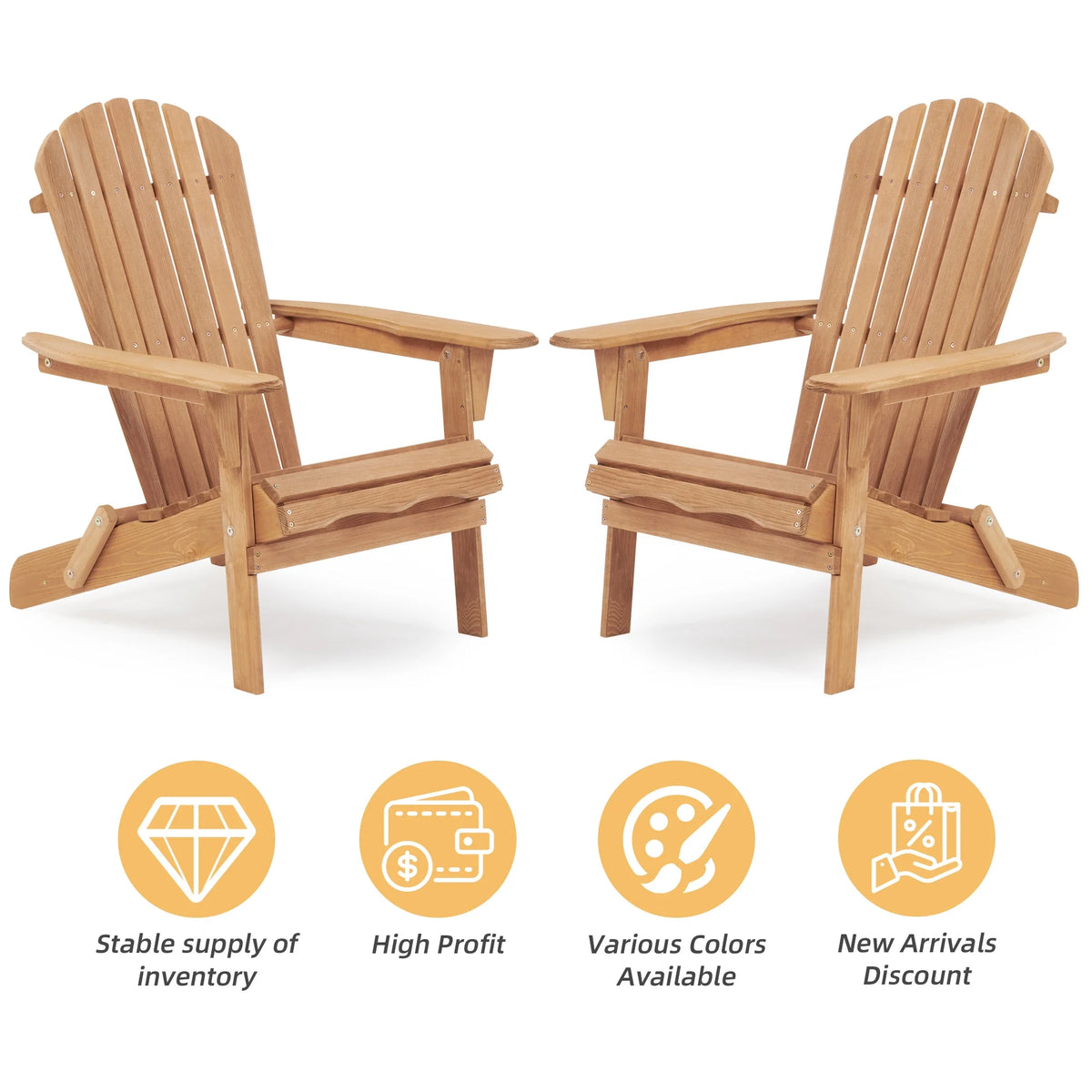 uhomepro Outdoor Adirondack Chairs Set of 2, Folding Fire Pit Chair, Weather Resistant Patio Lawn Chair for Outside Deck Garden Backyard Balcony, Gray