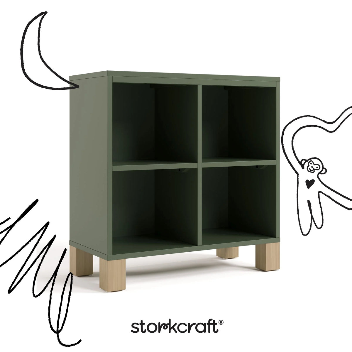 Storkcraft California Cube Organizer Children's Bookcase, Blush with Driftwood