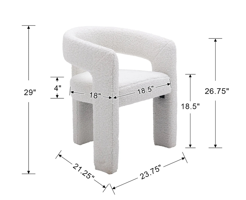 Guyou Modern Sherpa Upholstered Dining Chair, Cute Barrel Side Armchair Kitchen Chair with Armrests and Back for Living Room Dining Room Bedroom, Green