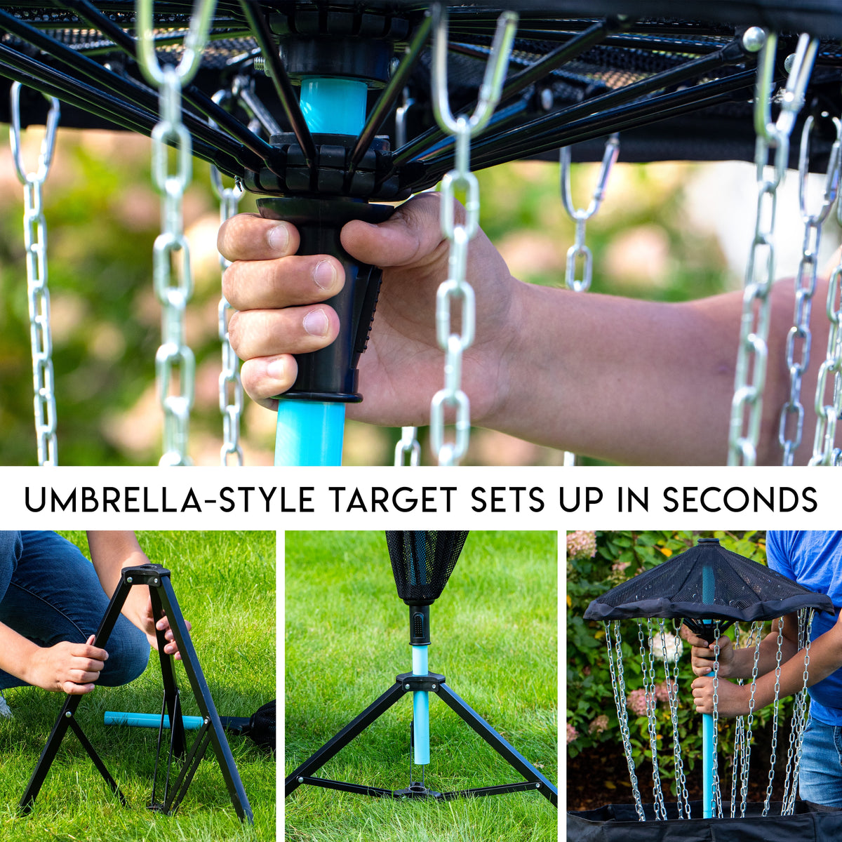 Franklin Sports Disc Golf Basket - PDGA Approved - Elite Portable Disc Golf Target Basket Set with Premium Metal Chains + Canvas Basket - Disc Golf Equipment + Hole Stand