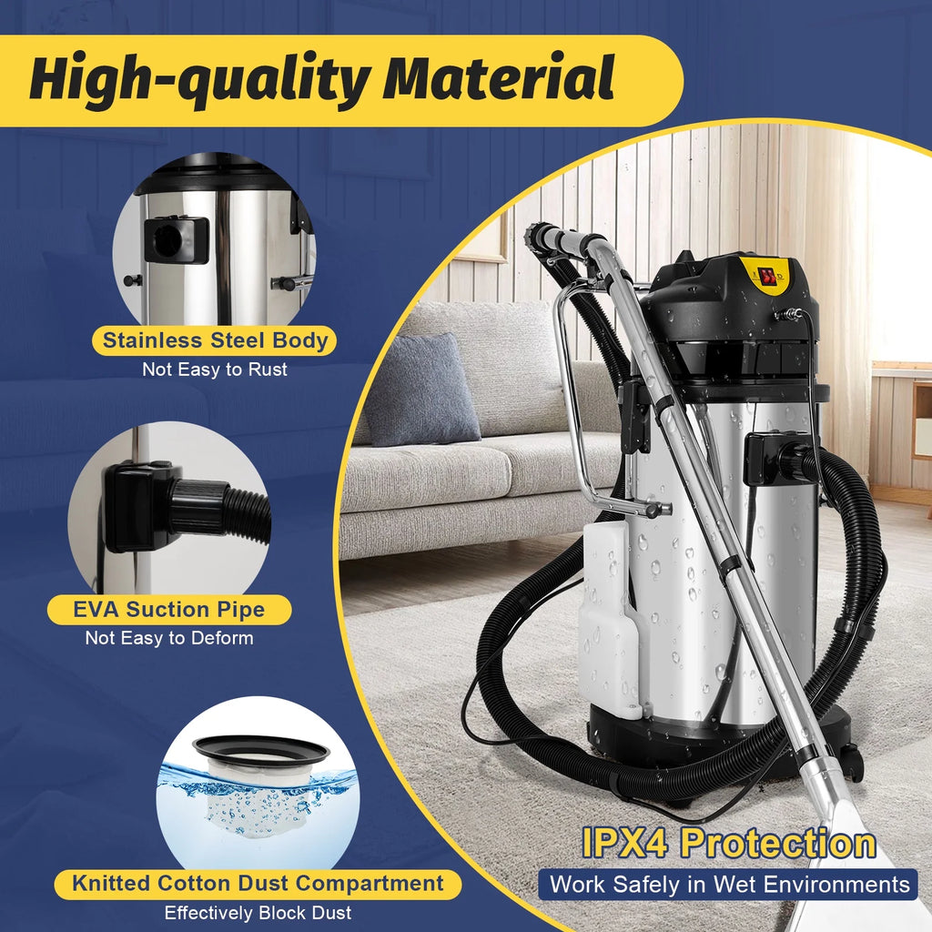 60L Commercial Carpet Cleaner Extractor 3 in 1 Cleaning Machine Vacuum Cleaner