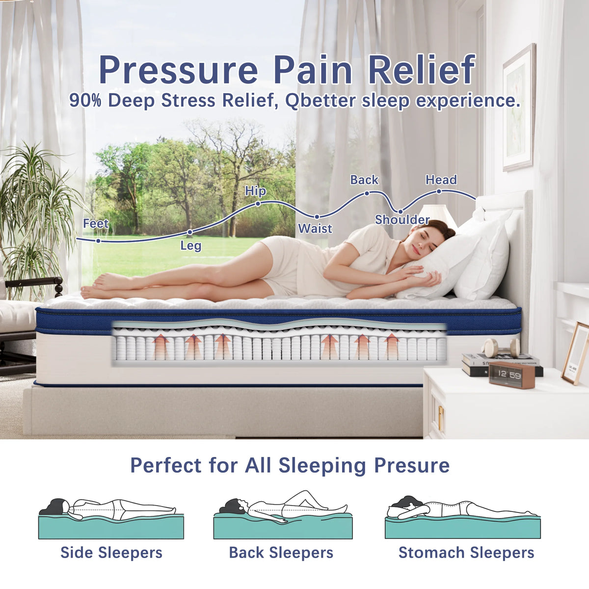 Twin Mattress, PAPROOS 12" Hybrid Memory Foam Mattress in a Box, Cool Individual Pocket Spring Twin Size Mattress with Breathable Knitted Fabric, Edge Support, Medium Firm Mattress, Blue