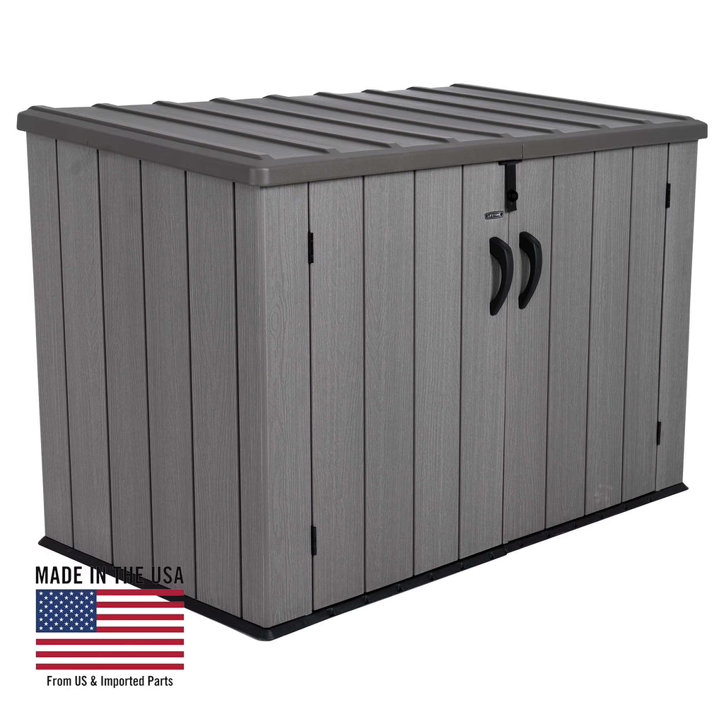 Lifetime Lockable DIY Polyethylene Horizontal Storage Shed, 75 cubic ft., Light Brown (60341)