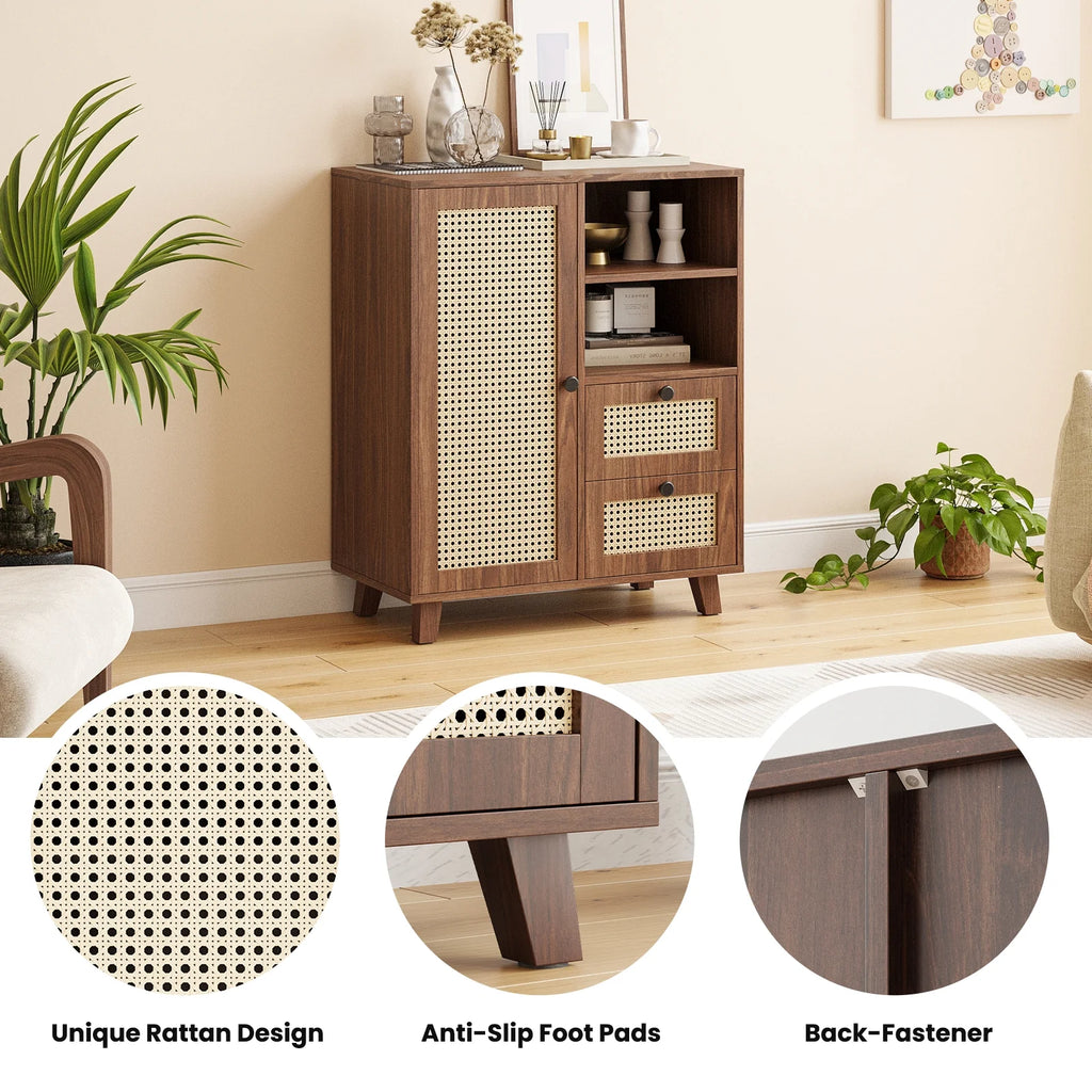 STARY Sideboard Buffet Cabinet, Accent Cabinet with Drawers and Adjustable Shelf for Kitchen, Living Room, Entryway, Nature