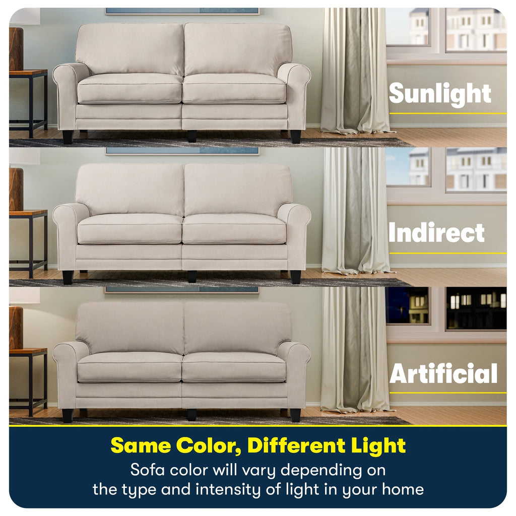 Serta Copenhagen 78" Rolled Arm Sofa with Removable Covers Dark Brown