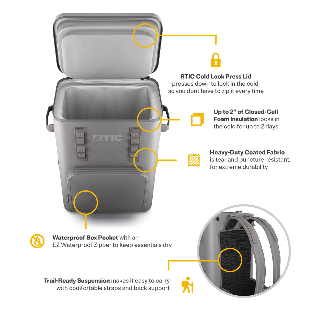 RTIC 48 Can Ultra-Tough Backpack Cooler, Leakproof Cooler, Waterproof Zipper, Navy