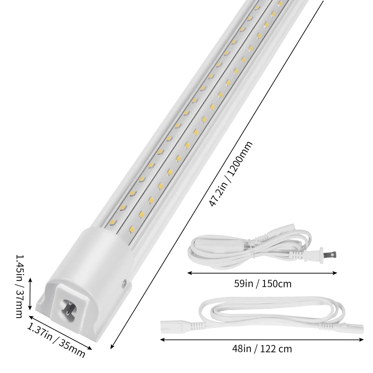 SKYSHALO 10 Pack 4 FT LED Shop Light 40W Linkable Ceiling Shop Light Fixture 6500LM