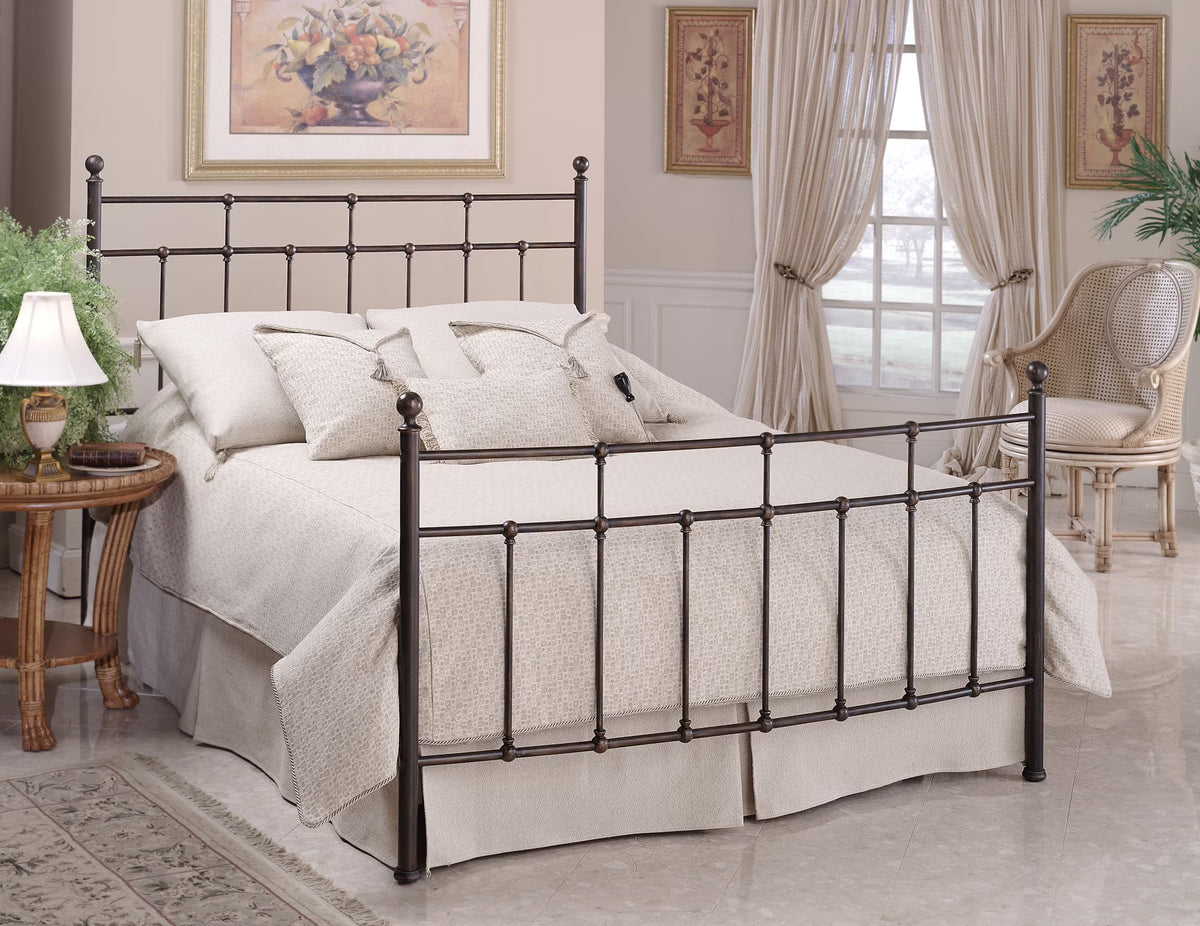 Hillsdale Furniture Providence Metal Full Bed with Spindle and Casting Design, Antique Bronze
