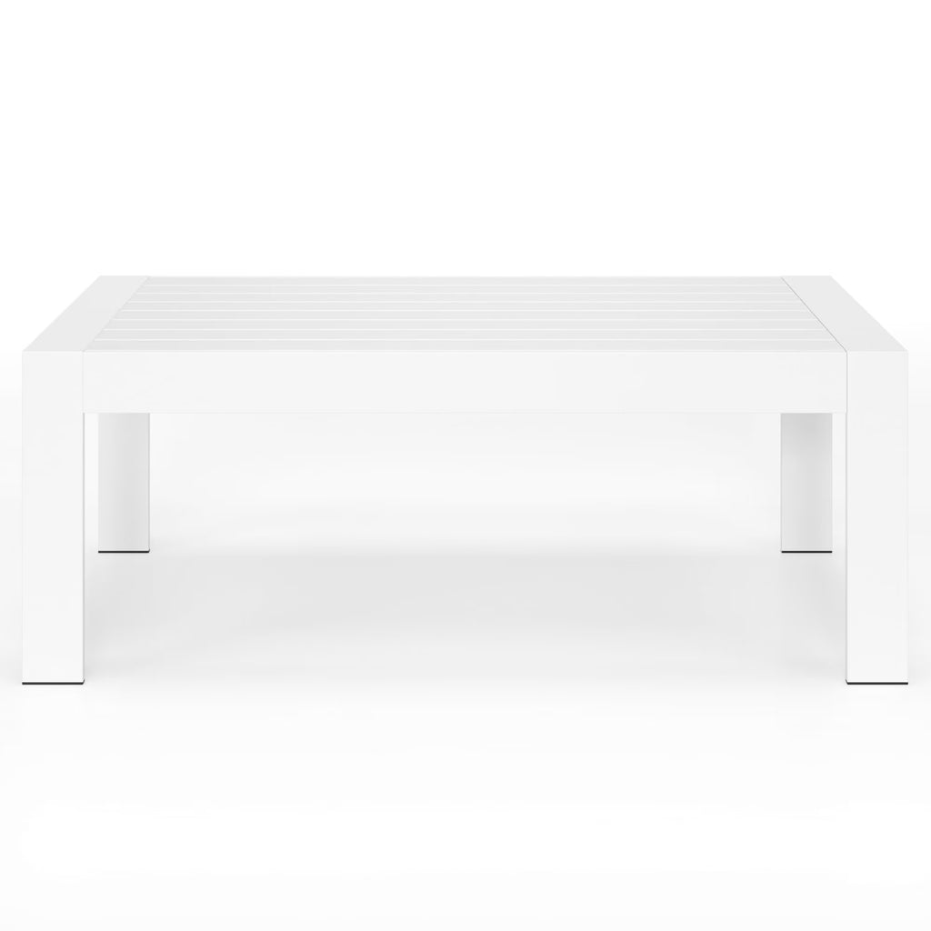 CozyHom Modern Outdoor Patio Aluminum Black Coffee Table, All Weather Metal Outdoor Rectangle Coffee Table Long Table, Black