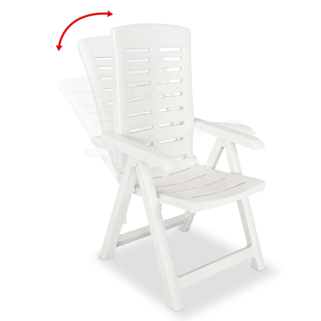 vidaXL Reclining Patio Chairs Outdoor Stack Dining Chair with Armrest Plastic