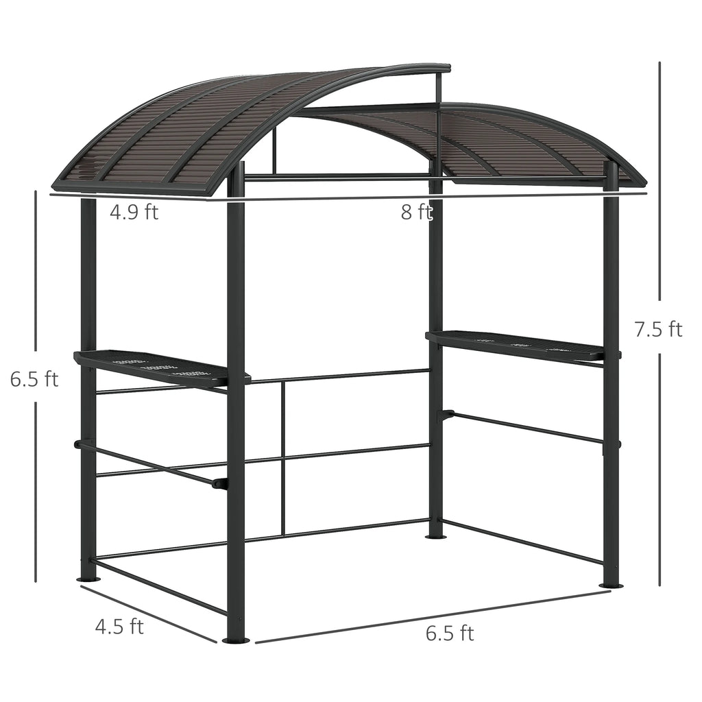Outsunny 8' x 5' Grill Gazebo Shelter with Vented PC Roof, Side Shleves