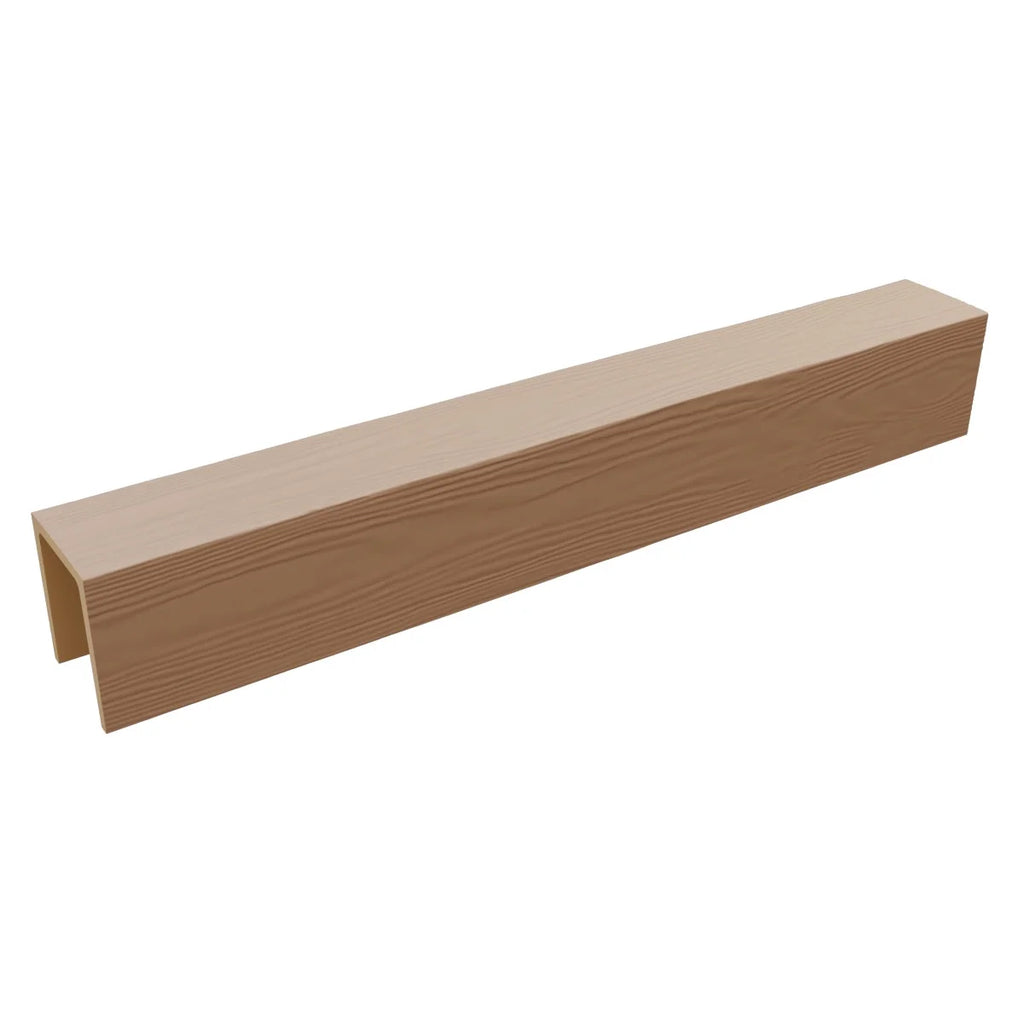 Ekena Millwork 3 1/2"W x 3 1/2"H x 120"L 3-Sided (U-Beam) Mena HeritageTimber Faux Wood Ceiling Beam, Kona Brown