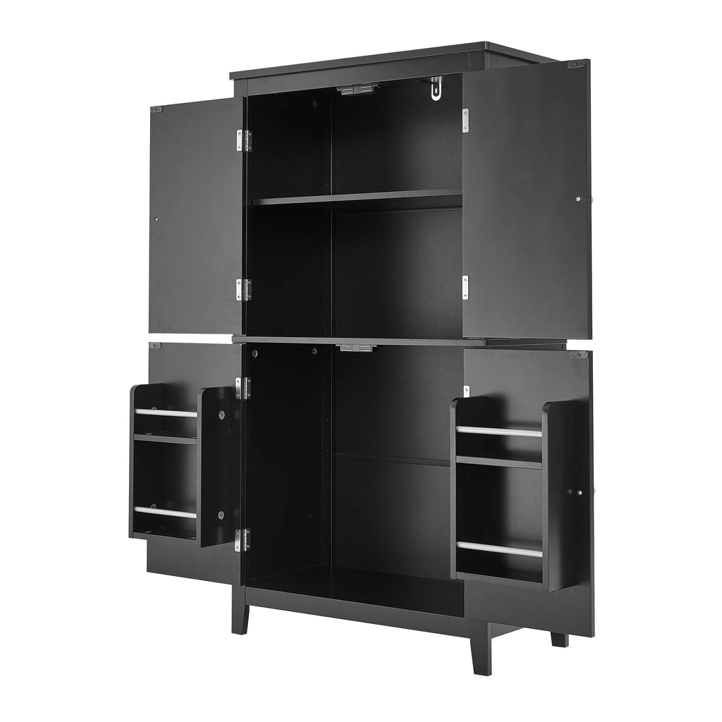 Elegant Bathroom Floor Storage Cabinet, Bathroom Storage Unit, Freestanding Cabinet with 4 Doors