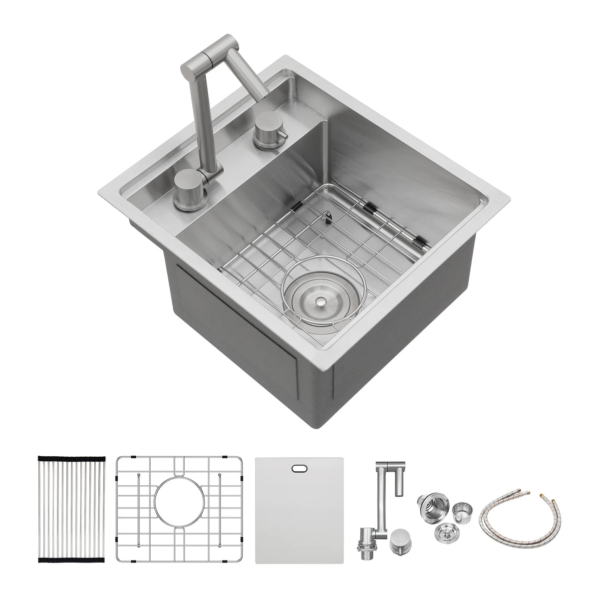 15" Undermount bar Sink with folding faucet - 15*17 inch Single Bowl 16 Gauge Stainless Steel Kitchen Sinks
