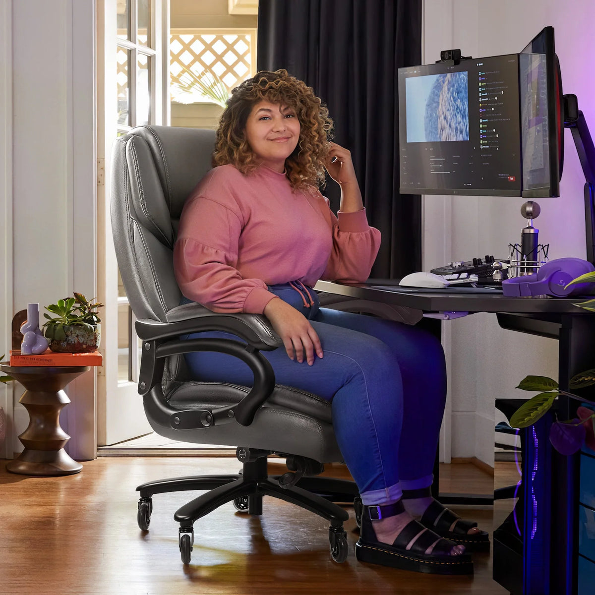 Waleaf Heavy Duty Big and Tall Office Chair 500lbs with Adjustable Lumbar Support,High Back Office Chair for Adults