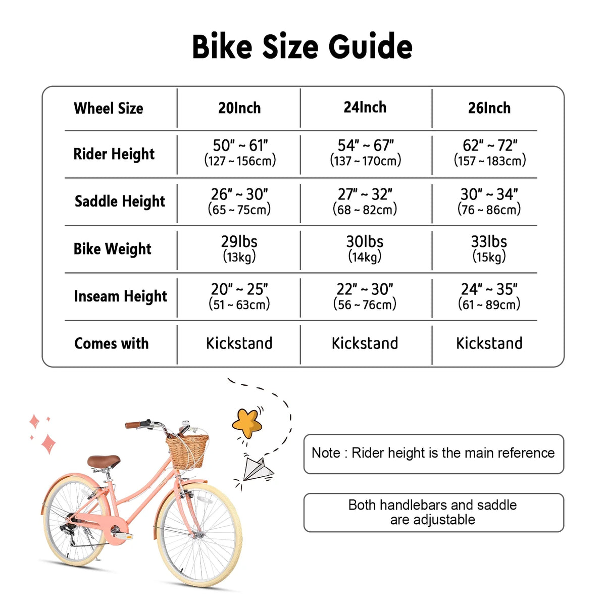 Glerc Missy 24" Girls Cruiser Bike 6-Speed Women's Hybird Bicycle for Ages 7-11 Years, Mint Green