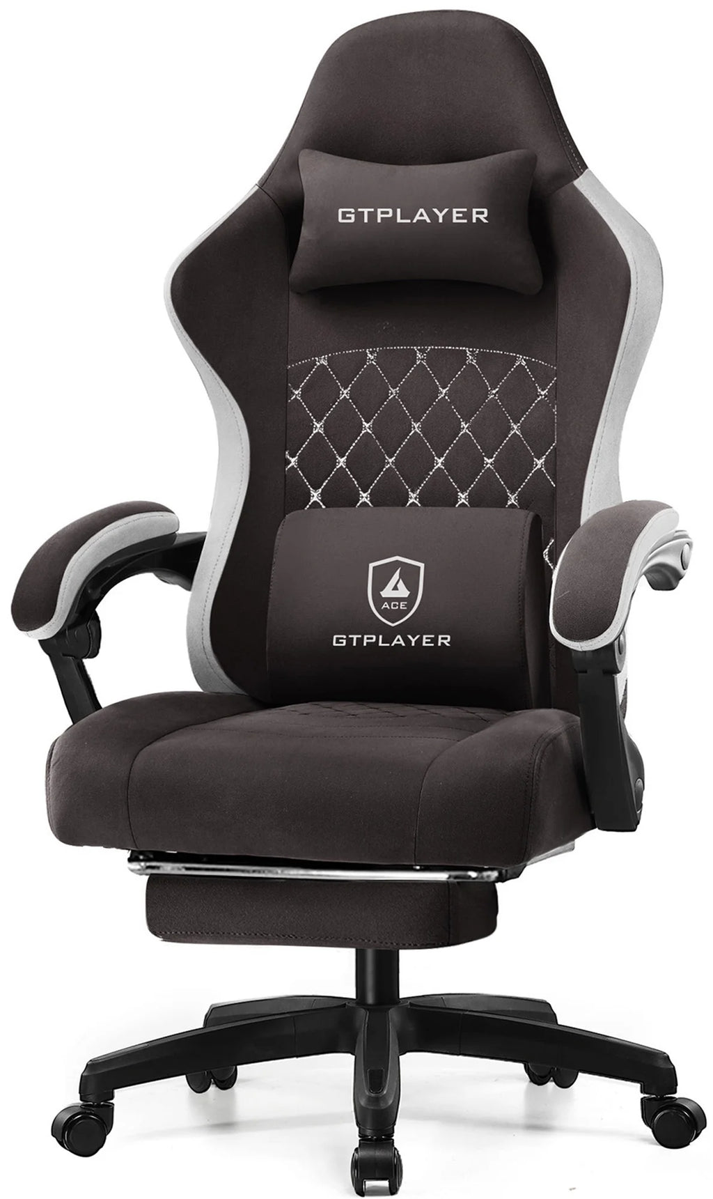 GTPLAYER Ergonomic High Back Pocket Spring Cushion Gaming Chair with Footrest & Linkage Armrests, Black