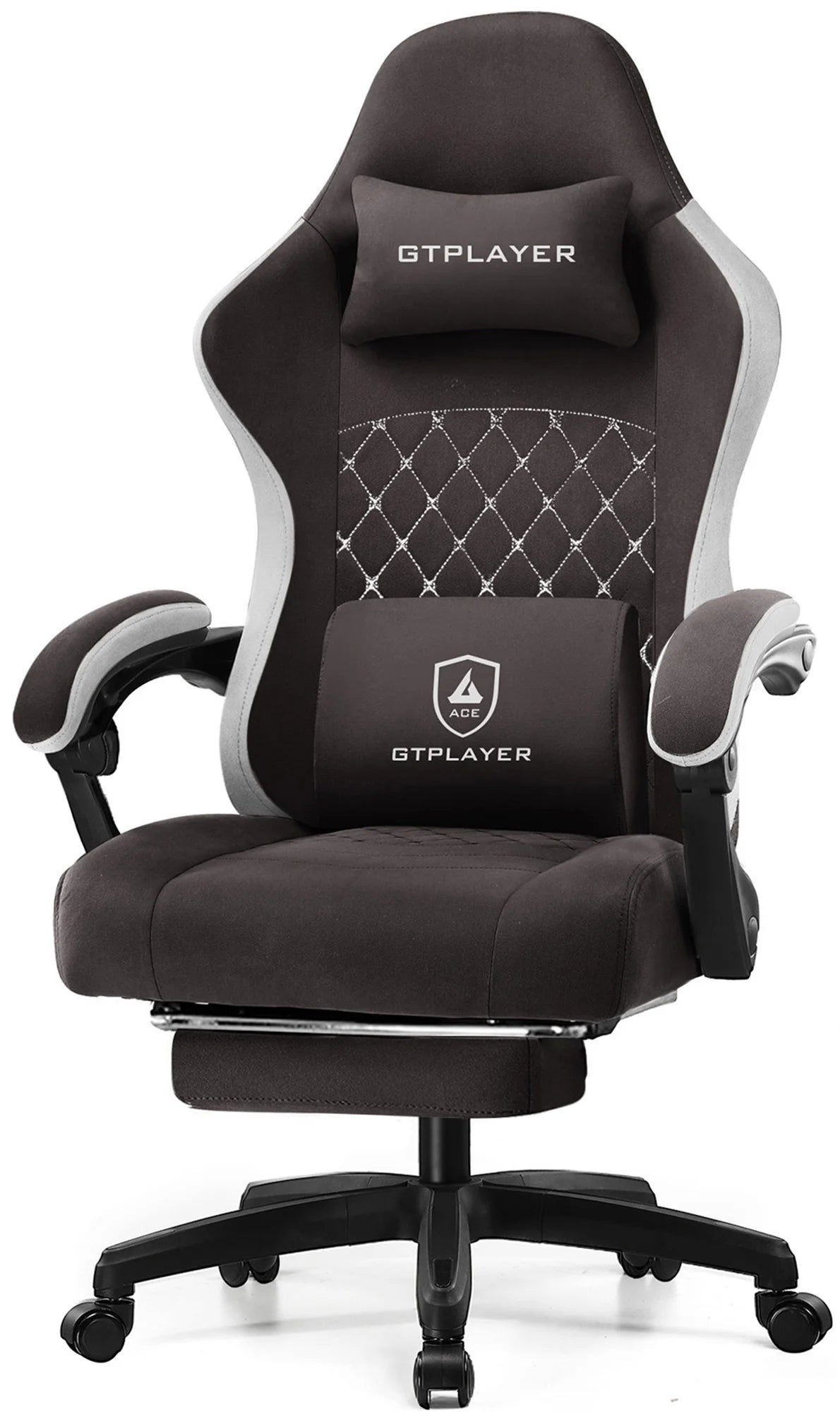 GTPLAYER Ergonomic High Back Pocket Spring Cushion Gaming Chair with Footrest & Linkage Armrests, Black