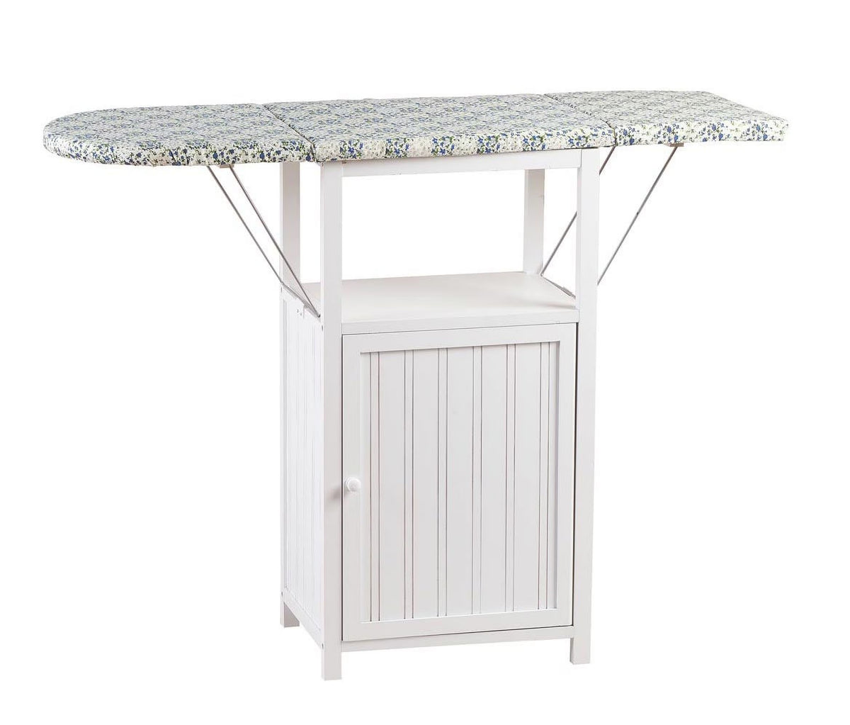 OakRidge Deluxe Ironing Board with Storage Cabinet, Perfect for Small Spaces with Extra Storage, Folding Station, Crafted with 100% Durable Wood, White Design �C Measures 36.5" H x 15.5" W x 23" L