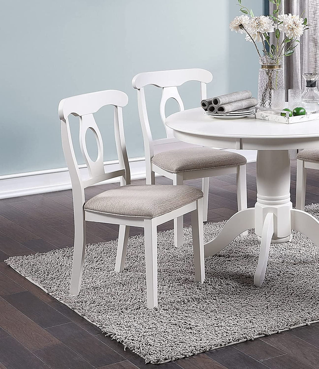 Sumdeal 5-Piece Farmhouse Dining Table Set, Wood Round Extendable Dining Table and 4 Upholstered Dining Chairs (Espresso-1Table 4 Chairs)