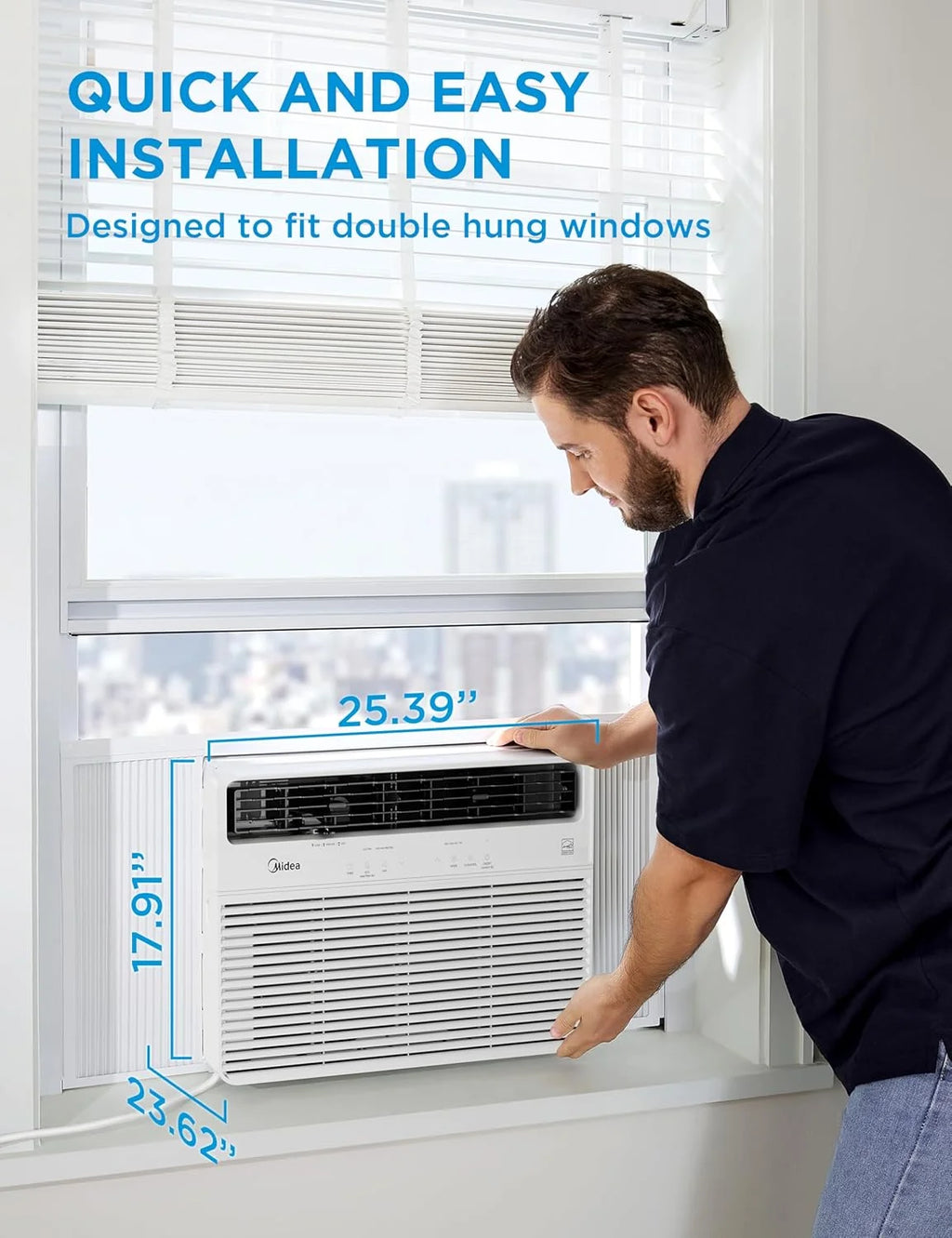 Midea MAW14S1VWT-T 14,000 BTU Smart Inverter Window AC Unit w/ APP, Remote, Cools up to 700 Sq Ft, White