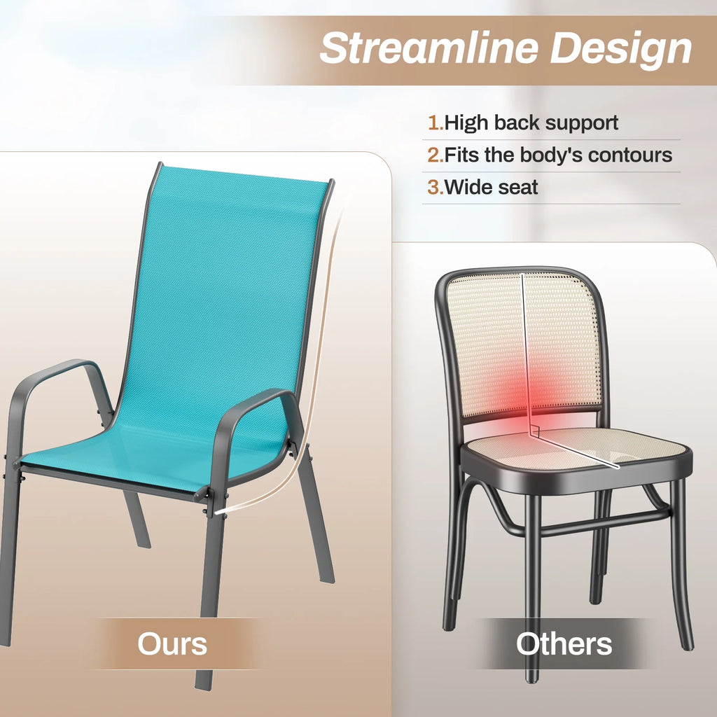 Arlopu 8Pcs Patio Dining Chairs Outdoor Stackable Armrest Chairs for Lawn Garden Backyard