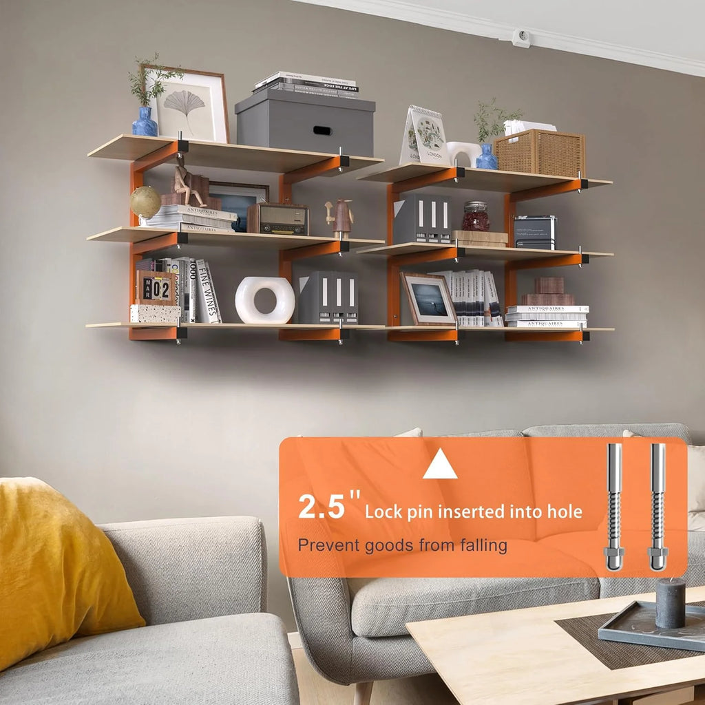 Wall Mount, Lumber Storage Rack, Heavy Duty Wood Storage Racks with 6-Level System, 720 lb Sturdy Garage Wood Organizer, Orange Lumber Metal Racks for Indoor and Outdoor