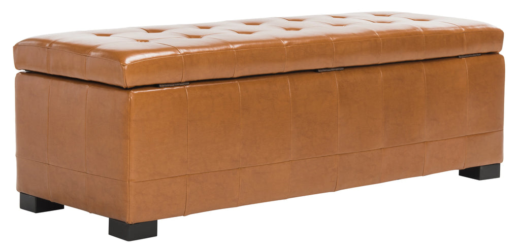 SAFAVIEH Large Manhattan Rustic Tufted Storage Bench, Brown