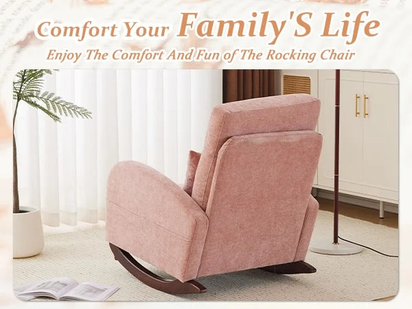 Ktaxon Rocking Accent Chair Glider Reading Chair Comfy Teddy Velvet Upholstered Single Sofa Rocker for Living Room, Nursery, Bedroom Beige