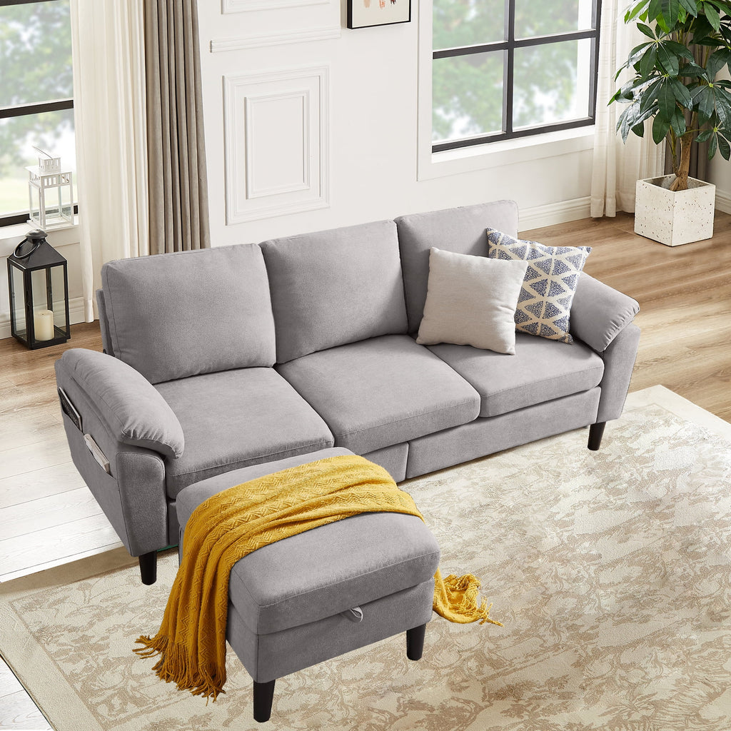Pingliang Home Sectional Sofa Couch with Storage Ottoman,Modern 3 Seat L Shaped Sofa Couch for Living Room Apartment Studio Office